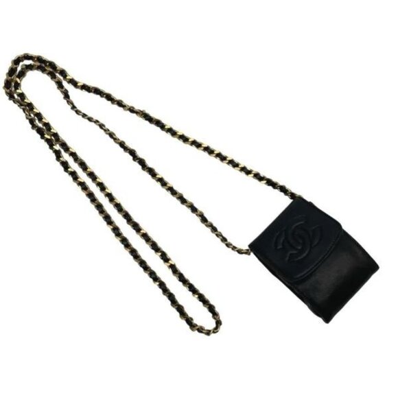 RARE CHANEL Vintage Mini Flap Lambskin Leather Pouch Shoulder Bag Crossbody CC - Picture 7 of 9